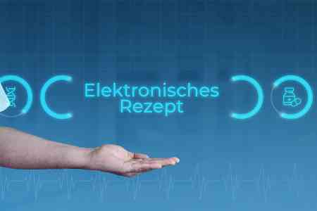 Aufgehaltene Hand unter Schriftzug Elektronisches Rezept